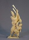 19TH C. JAPANESE IVORY OKIMONO OF FOLK DANCERS