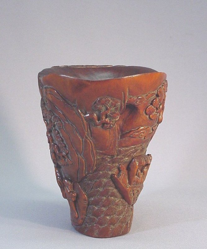 CHINESE EARLY 20TH HARDWOOD CARVED CUP