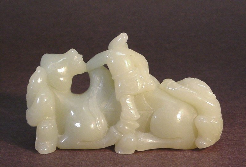 CHINESE JADE CARVING OF A CAMEL AND THREE GROOMS