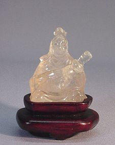 CHINESE CRYSTAL CARVING OF A FEMALE MUSICIAN