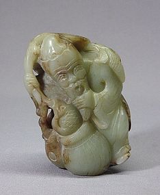CHINESE JADE (NEPHRITE) CARVING OF A FISHERMAN