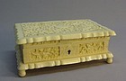 CHINESE EXPORT CARVED IVORY JEWELRY BOX