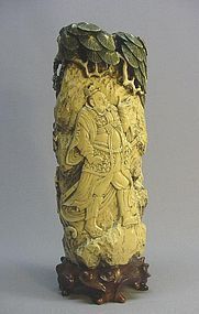 JAPANESE BONE CARVING OF A LEGENDARY CHINESE FIGURE