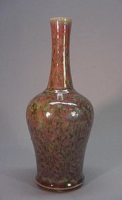 CHINESE PEACH BLOOM GLAZED LONG NECK VASE