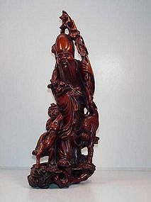 CHINESE WOOD STATUE(LONGEVITY)