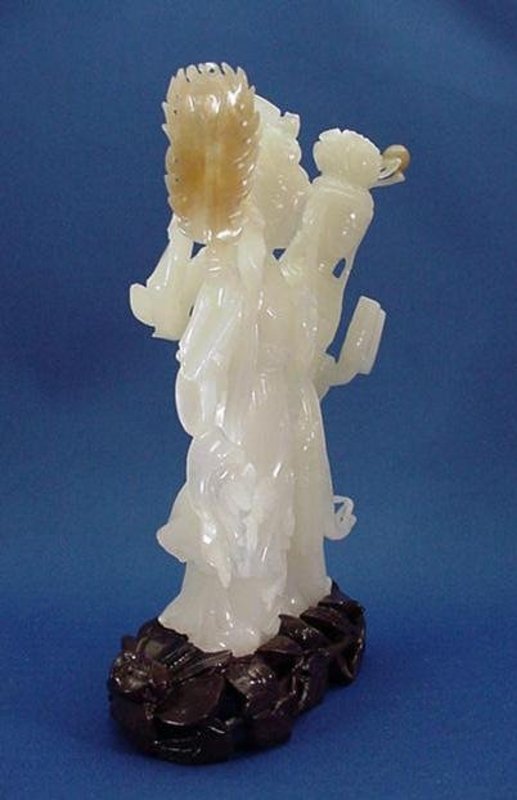 Chinese carved white jade Lovers