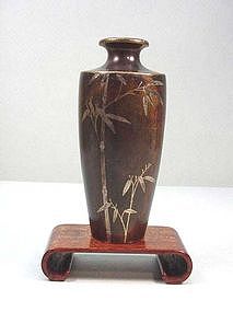 Japanese Inlaid Bronze Vase