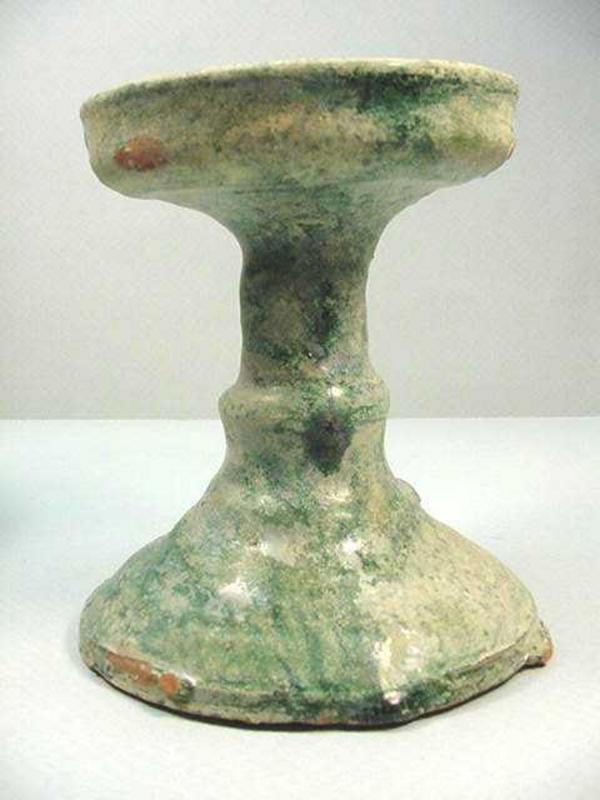 Chinese Han Green Glazed Candle Holders