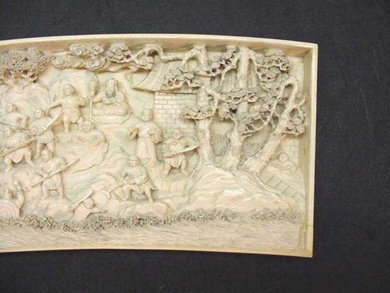 Chinese 19th C. Carved Ivory Panel