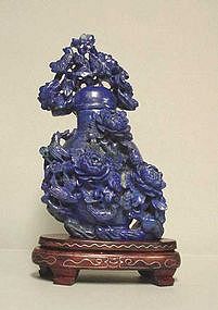 Chinese Carved Lapis Covered Jar