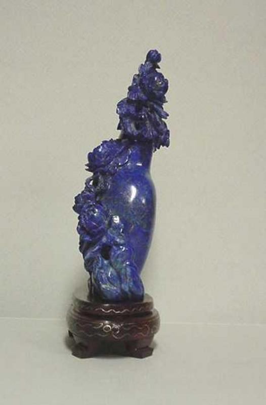 Chinese Carved Lapis Covered Jar