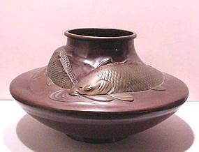 Japanese Two Color tone Bronze Vase