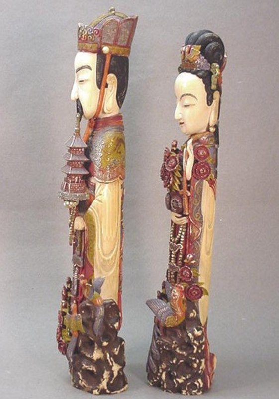 PR. CHINESE CARVED IVORY EMPEROR AND EMPRESS