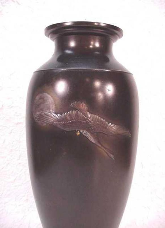Japanese Bronze and Silver Vase
