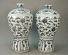 A PAIR OF CHINESE MING DYNASTY B & W VASES