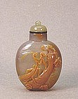 CHINESE CARVED AGATE SNUFF BOTTLE