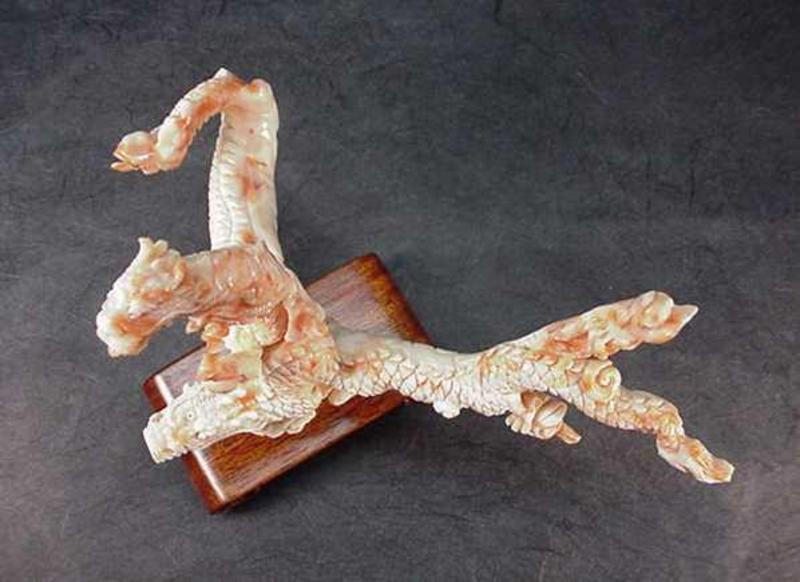 Chinese Carved Coral Dragon