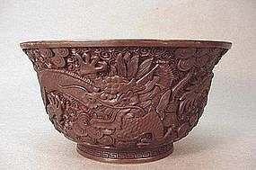 CHINESE EXPORT LACQUER CINNABAR BOWL