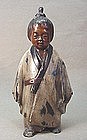 JAPANESE LACQUERED BRONZE STATUE OF A BOY