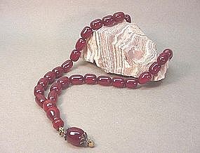 CHINESE CHERRY AMBER BEAD NECKLACE