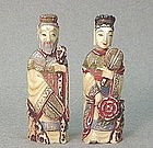 PR. CHINESE IVORY EMPEROR AND EMPRESS SNUFF BOTTLES