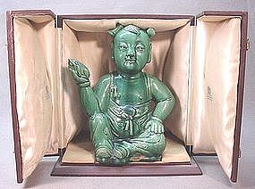 19TH C. CHINESE CERAMIC STATUE OF A BOY