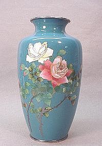 JAPANESE SILVER WIRE CLOISONNE VASE