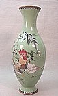 JAPANESE CLOISONNE VASE WITH ROOSTER AND HEN