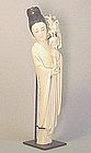 CHINESE CARVED IVORY STATUE OF A LADY