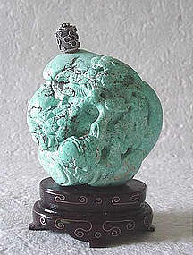 CHINESE CARVED LARGE TURQUOISE SNUFF BOTTLE