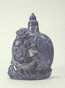 CHINESE CARVED LARGE LAPIS SNUFF BOTTLE