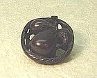 19th C. JAPANESE WOOD NETSUKE OF EGGPLANTS