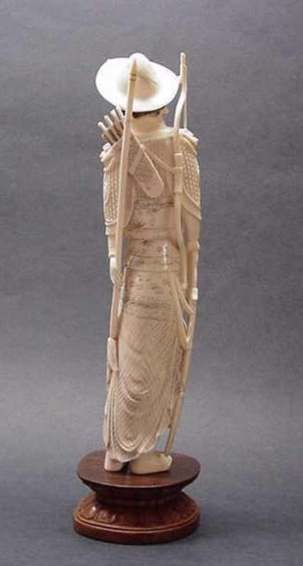 CHINESE IVORY CARVING OF FEMALE WARRIOR