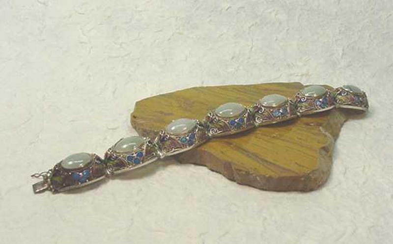 CHINESE CLOISONNE AND JADE BRACELET