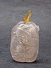 CHINESE CARVED ROCK CRYSTAL SNUFF BOTTLE