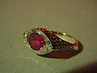 10k  ART DECO Pink Synthetic Sapphire Ring