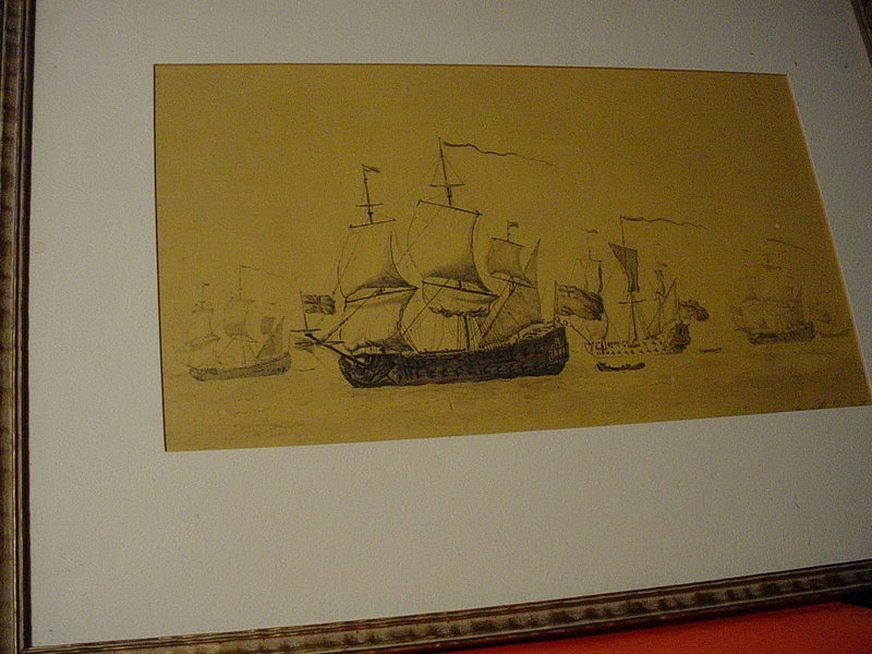 19thC~Signed   Man- of- War Print