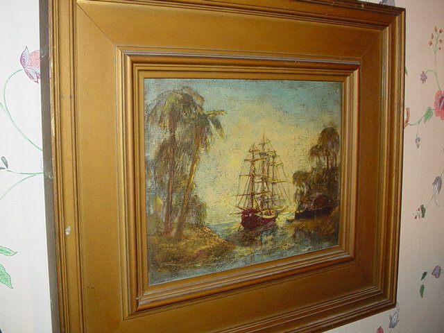 Oil on Copper ~Schooner Melrose~ R.Thomas Platt 1897-