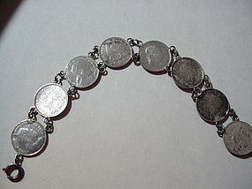 19thC Ethiopian+ Austrian Silver Coin Bracelet