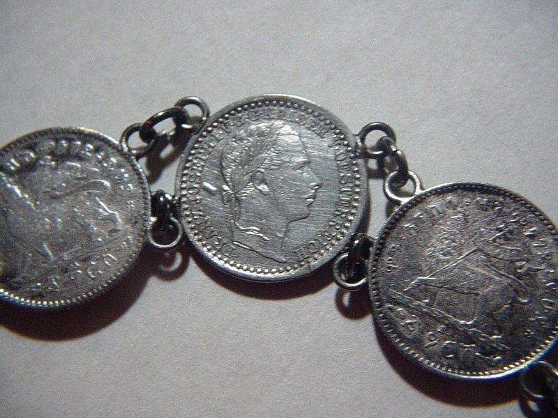 19thC Ethiopian+ Austrian Silver Coin Bracelet