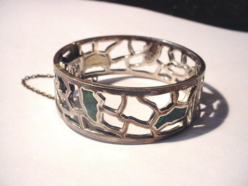 50's Signed Taxco Sterling Turquoise Bangle