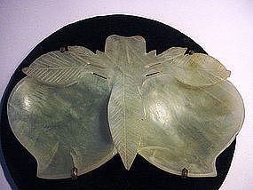 Chinese Carved Jade Double Peach  Dish
