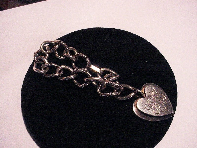 Alphonse LaPaglia Sterling Cable Charm Bracelet w/ Heart