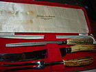 3 Piece Stag Carving Set Wostenholm & Sons Sheffield w/Shagreen Case