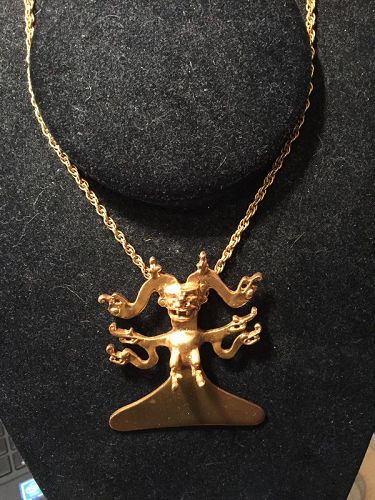 Heavy Mayan Aztec GP Pendant~Necklace