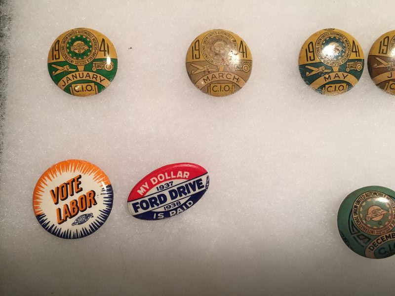52 United Automobile Workers Labor Pins + 3 (1937-1941)