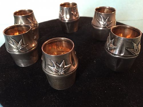 Set of 6 Aesthethic Sterling Beakers ~ Edward H. Stockwell London 1885