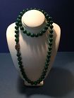 Chinese Export Silver Malachite Bead Necklace