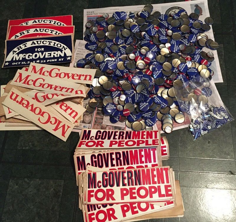 HUGE Lot of McGovern-Shriver 1972 Presidential Election Memorabilia
