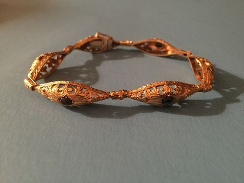 Antique 18k Gold Sapphire Bracelet